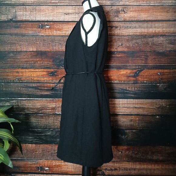 H&M Blazer Wrap Dress Size M Black Tie Belt Sleeveless Lined - Picture 6 of 9